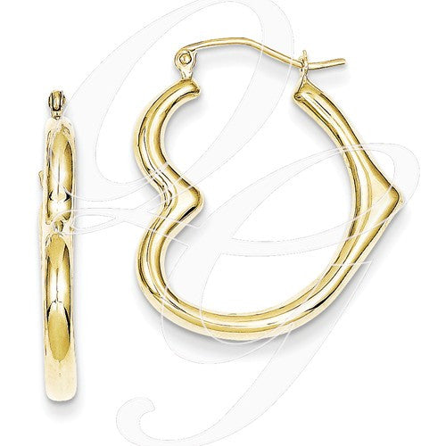 10K Hollow Heart Shape Hoop Earrings