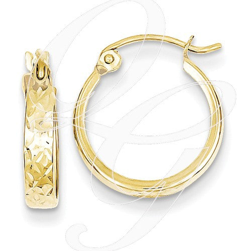 10K D/C Square Tube Hoop Earrings