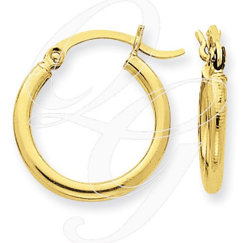 10k Polished 2mm Round Hoop Earrings
