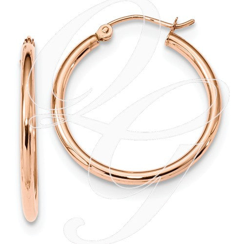 10k Rose Gold 2mm Polished Hoop Earrings