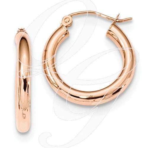 10k Rose Gold 3mm Hoop Earrings