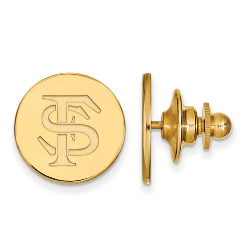 Sterling Silver w/GP LogoArt Florida State University Lapel Pin