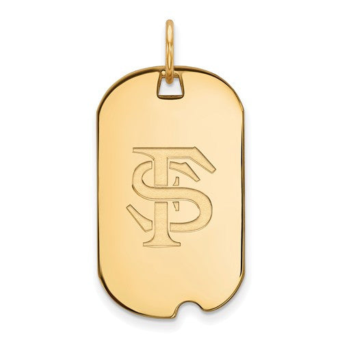 Sterling Silver w/GP LogoArt Florida State University Small Dog Tag