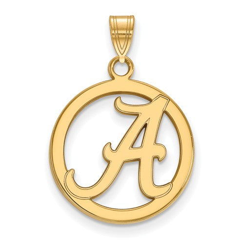 Sterling Silver w/GP LogoArt University of Alabama Sm Pendant in Circle