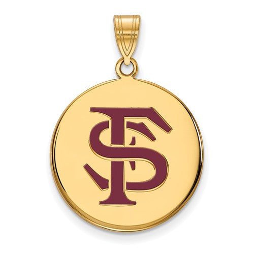Sterling Silver w/GP LogoArt Florida State University Lg Enamel Disc Pendan