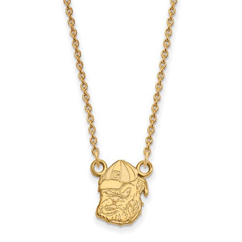 Sterling Silver w/GP LogoArt University of Georgia Small Pendant w/Necklace