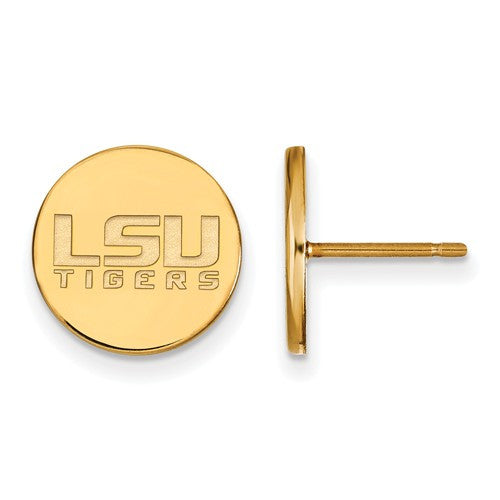 Sterling Silver w/GP LogoArt Louisiana State University Small Disc Earrings