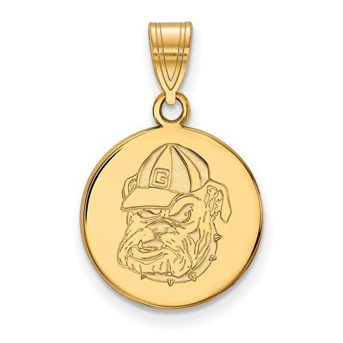 Sterling Silver w/GP LogoArt University of Georgia Medium Pendant