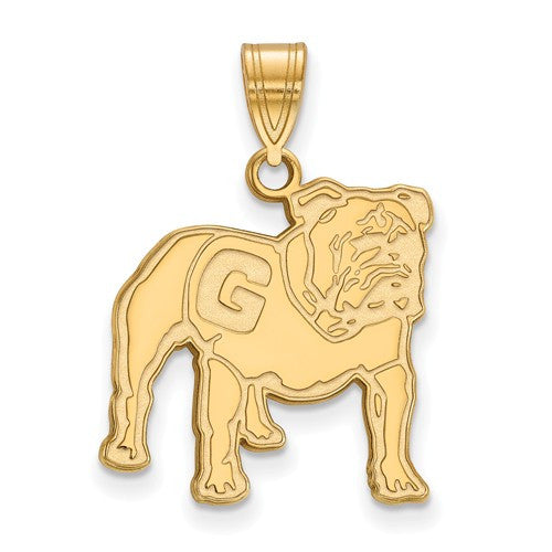 Sterling Silver w/GP LogoArt University of Georgia Large Pendant