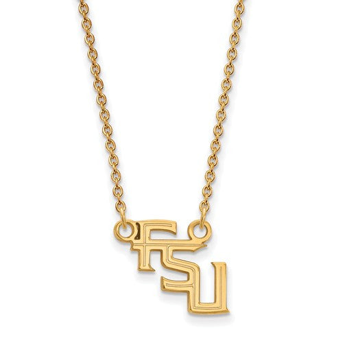 Sterling Silver w/GP LogoArt Florida State University Sm Pendant w/Necklace