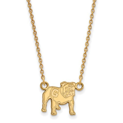 Sterling Silver w/GP LogoArt University of Georgia Small Pendant w/Necklace