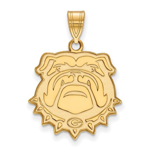 Sterling Silver w/GP LogoArt University of Georgia Large Pendant