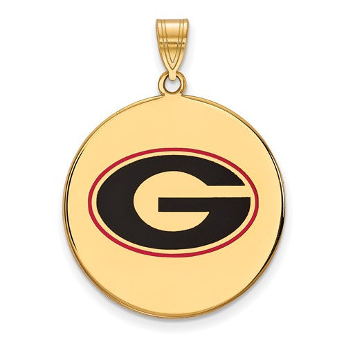 Sterling Silver w/GP LogoArt University of Georgia XL Enameled Pendant