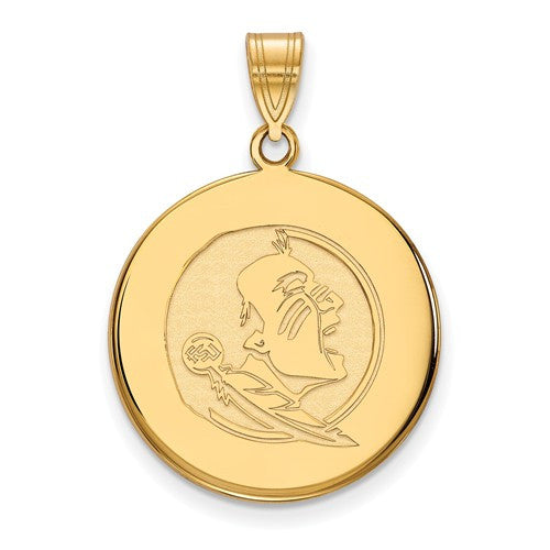 Sterling Silver w/GP LogoArt Florida State University Large Disc Pendant