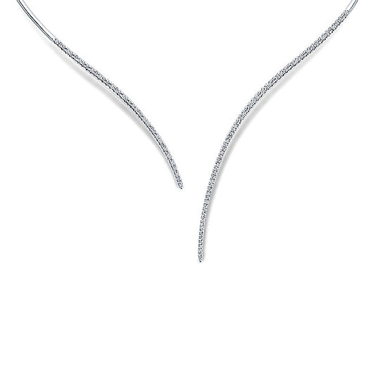 14k White Gold Cascade Choker Diamond Choker Necklace