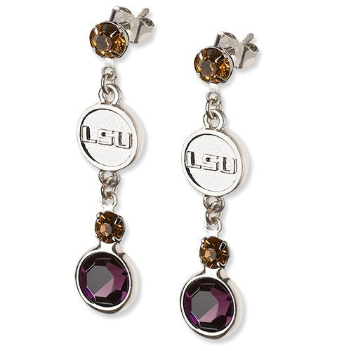 LOUISIANA STATE UNIV CRYSTAL LOGO EARRINGS