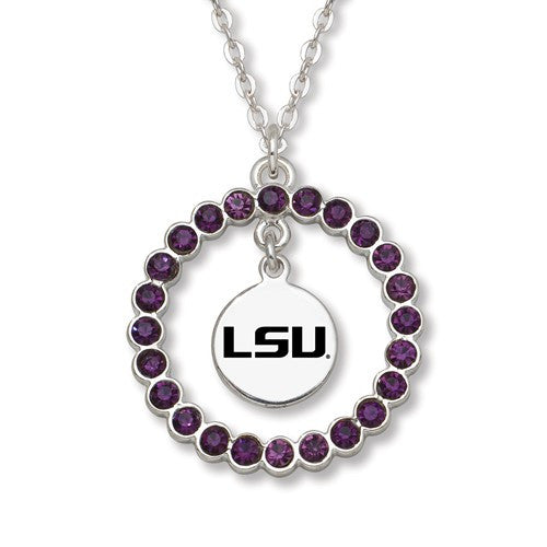 LOUISIANA STATE UNIV SPIRIT CRYSTAL WREATH LOGO NECKLACE