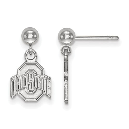 Sterling Silver LogoArt Ohio State University Earrings Dangle Ball