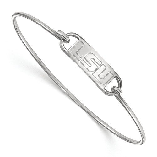 Sterling Silver LogoArt Louisiana State University Small Ctr Wire Bangle