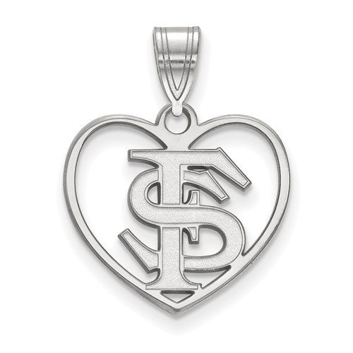 Sterling Silver LogoArt Florida State University Pendant in Heart