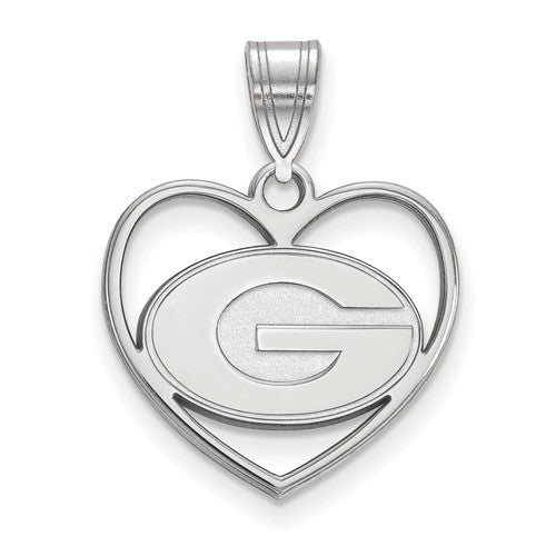 Sterling Silver LogoArt University of Georgia Pendant in Heart