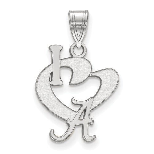 Sterling Silver LogoArt University of Alabama Large I Love Logo Pendant