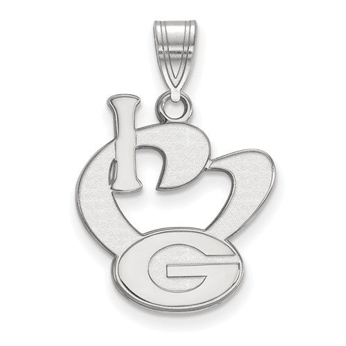 Sterling Silver LogoArt University of Georgia Large I Love Logo Pendant