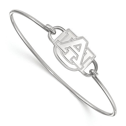 Sterling Silver LogoArt Auburn University Small Ctr Wire Bangle