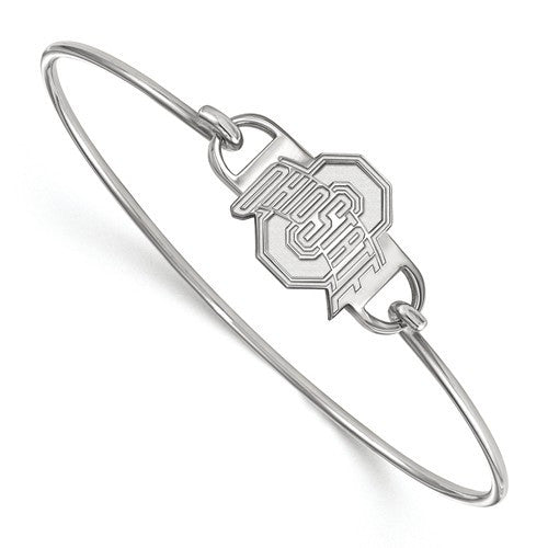Sterling Silver LogoArt Ohio State University Small Ctr Wire Bangle