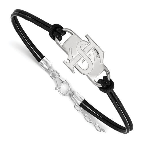 Sterling Silver LogoArt Florida State University Small Center Leather Brace