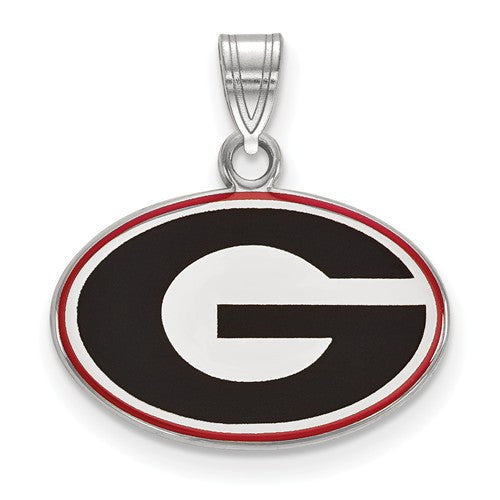 Sterling Silver LogoArt University of Georgia Small Enamel Pendant