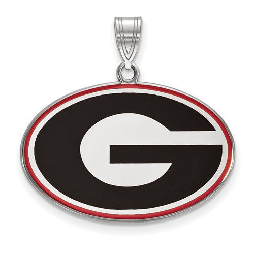 Sterling Silver LogoArt University of Georgia Large Enamel Pendant