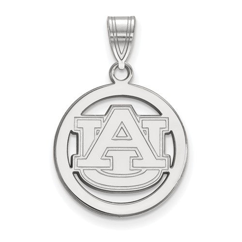 Sterling Silver LogoArt Auburn University Sm Pendant in Circle