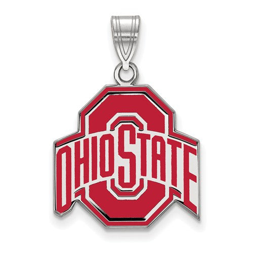 Sterling Silver LogoArt Ohio State University Large Enamel Pendant