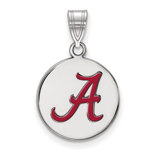 Sterling Silver LogoArt University of Alabama Medium Enamel Disc Pendant