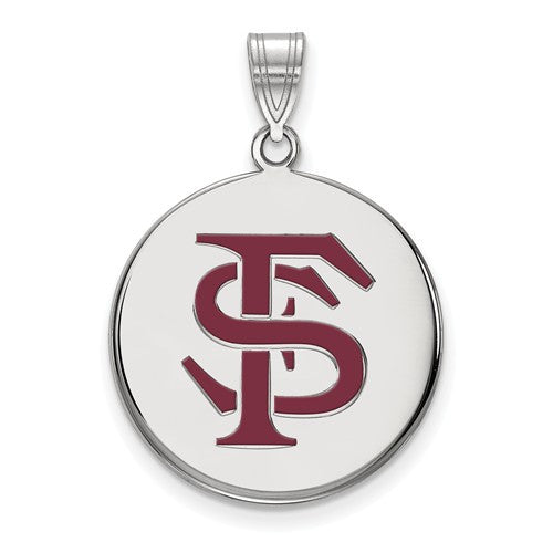 Sterling Silver LogoArt Florida State University Large Enamel Disc Pendant