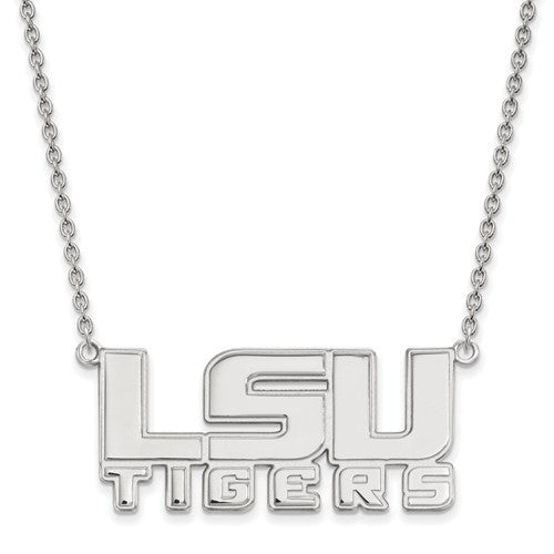 Sterling Silver LogoArt Louisiana State University Large Pendant w/Necklace