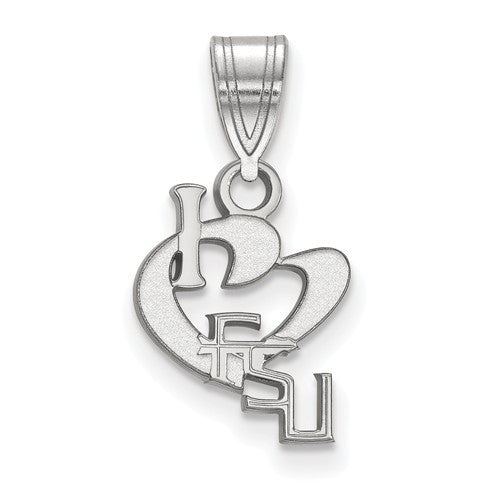 Sterling Silver LogoArt Florida State University Small I Love Logo Pendant