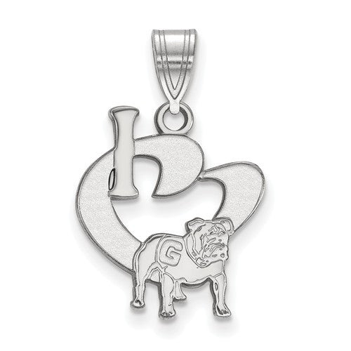 Sterling Silver LogoArt University of Georgia Large I Love Logo Pendant