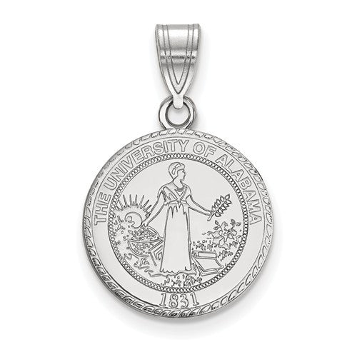 Sterling Silver LogoArt University of Alabama Medium Crest Pendant