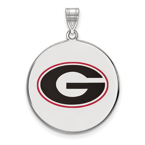 Sterling Silver LogoArt University of Georgia XL Enameled Pendant