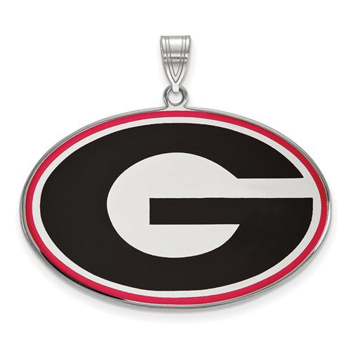 Sterling Silver LogoArt University of Georgia XL Enamel Pendant