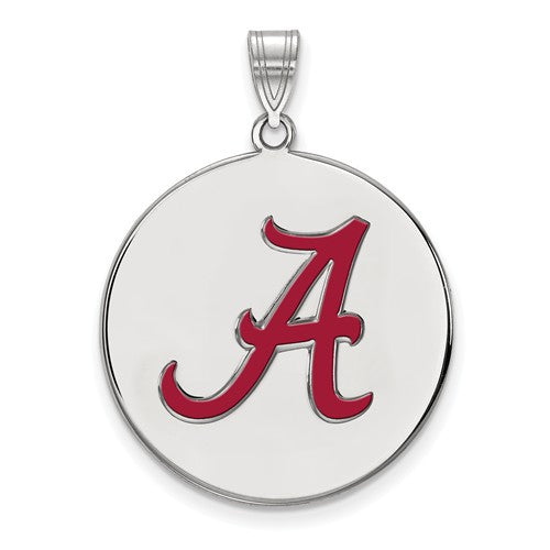 Sterling Silver LogoArt University of Alabama XL Enamel Disc Pendant