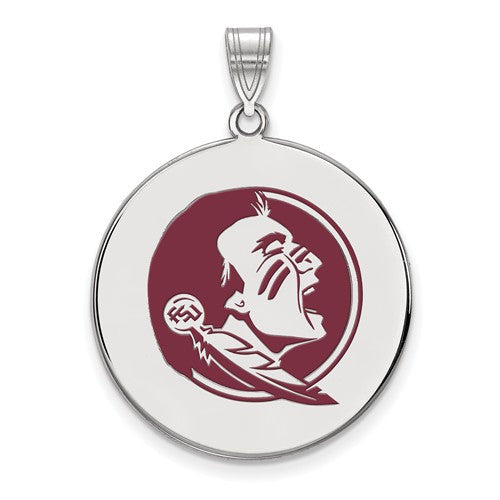 Sterling Silver LogoArt Florida State University Large Enamel Disc Pendant