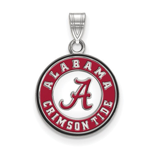 Sterling Silver LogoArt University of Alabama Small Enamel Disc Pendant