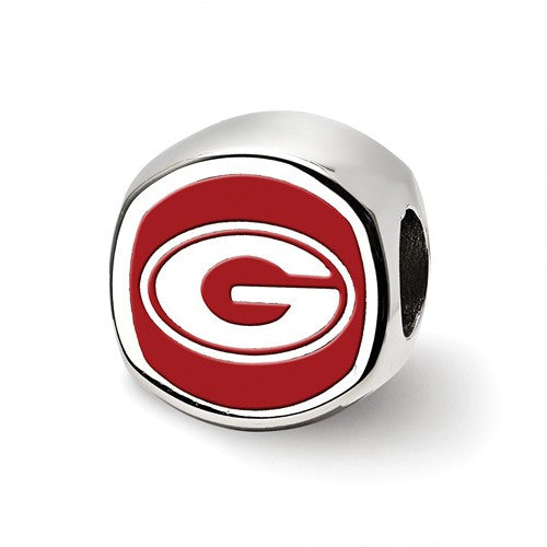 Sterling Silver LogoArt University of Georgia Cushion Shaped Logo Bead