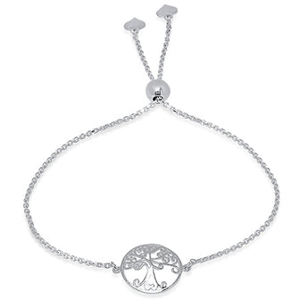 Ladies Sterling Silver Tree Of Life Bolo Bracelet/XBR-124-SS