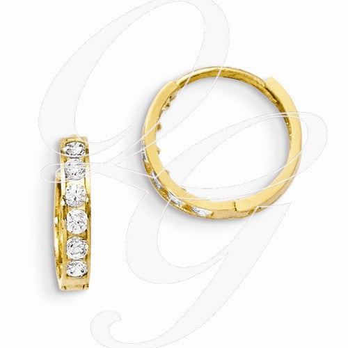 14k Madi K CZ Children's Hinged Hoop Earrings