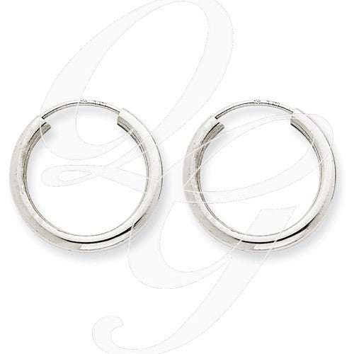 14k White Gold Polished Endless 2mm Hoop Earrings