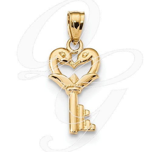 14k Swans Key Pendant